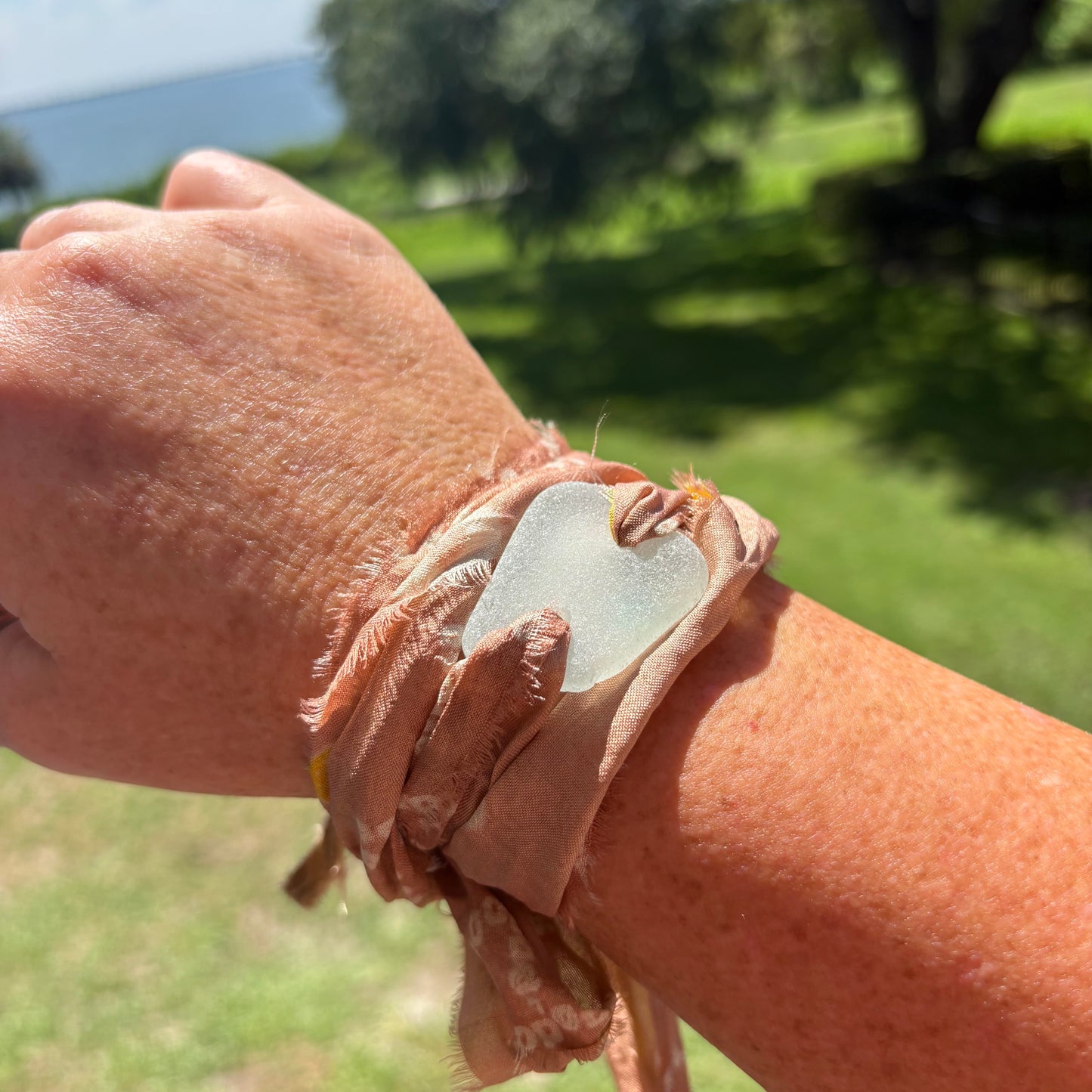 Silk Sari Sea Glass Wrap | Genuine Sea Glass