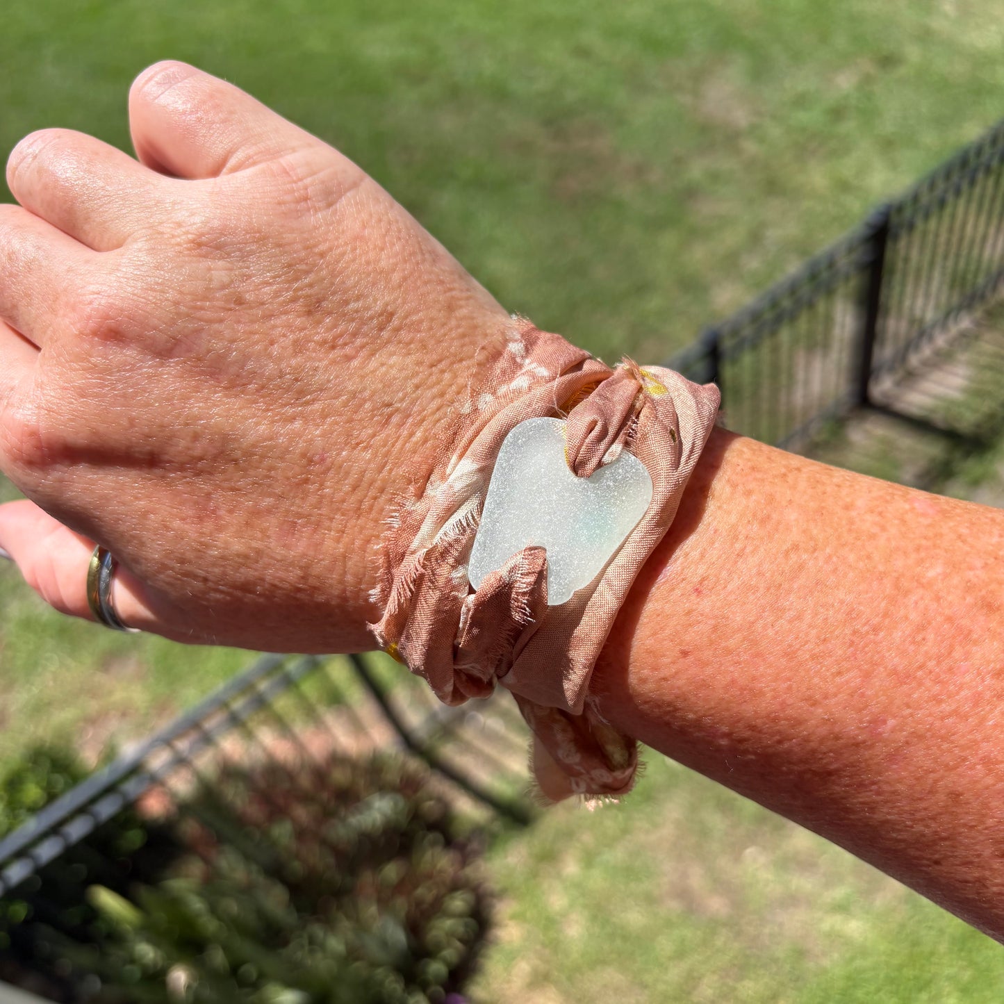 Silk Sari Sea Glass Wrap | Genuine Sea Glass
