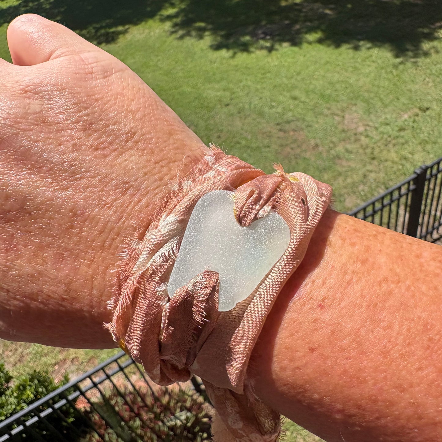 Silk Sari Sea Glass Wrap | Genuine Sea Glass