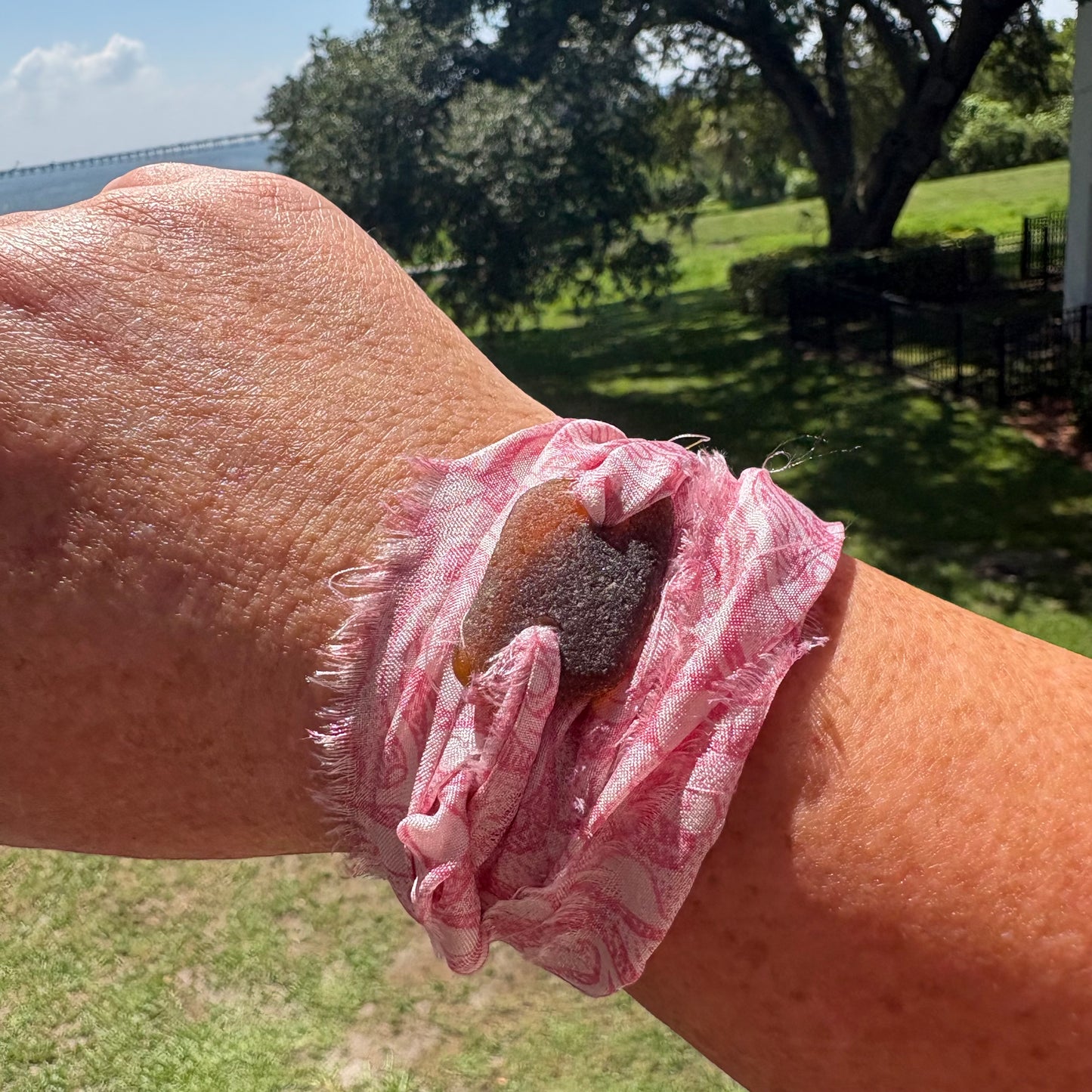 Silk Sari Sea Glass Wrap | Genuine Sea Glass