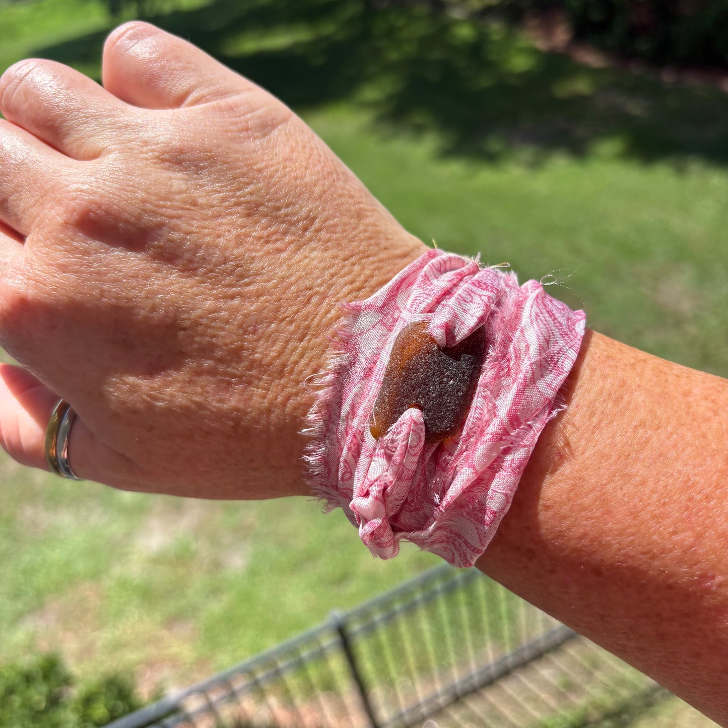 Silk Sari Sea Glass Wrap | Genuine Sea Glass