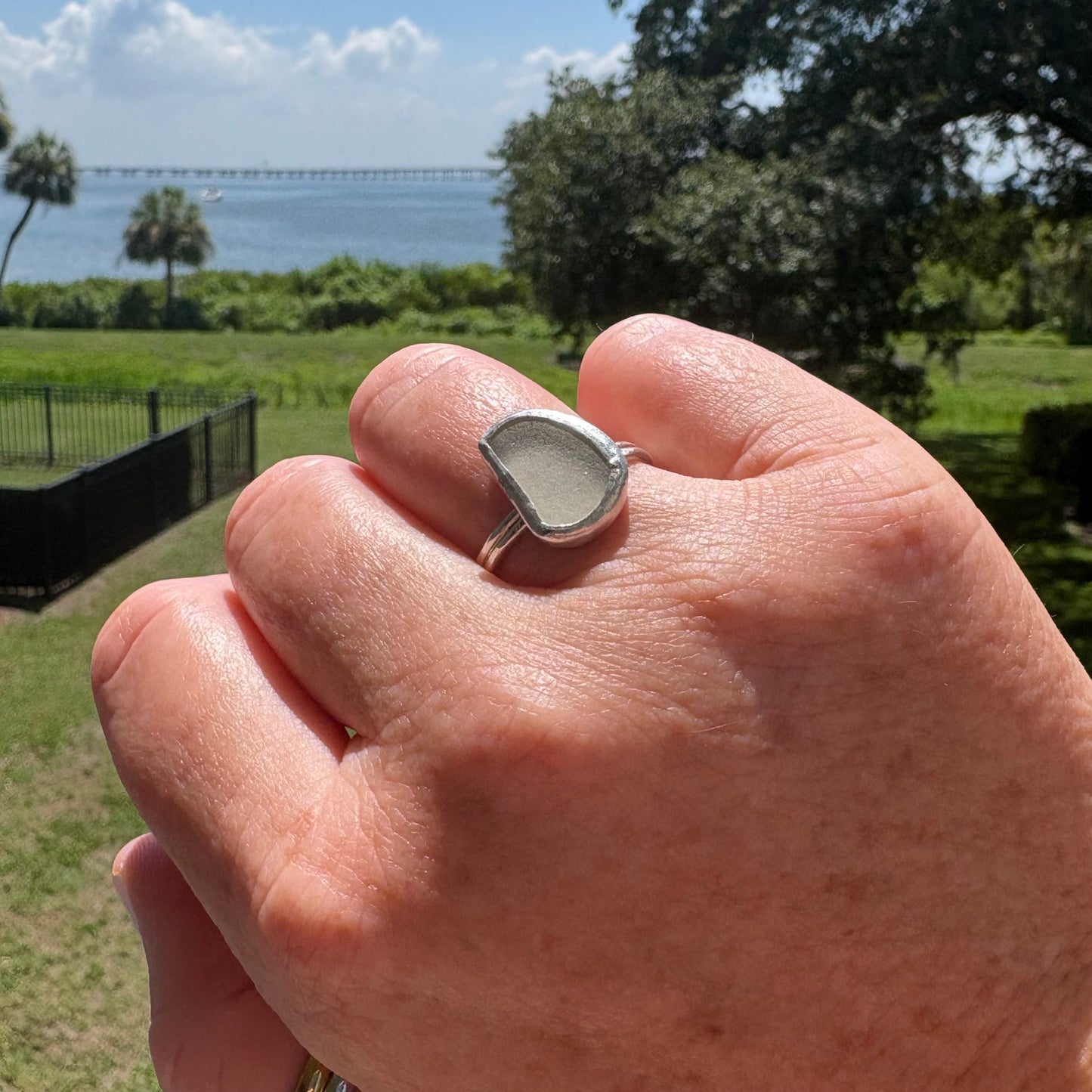 Sea Mist Sea Glass Ring| Size 9