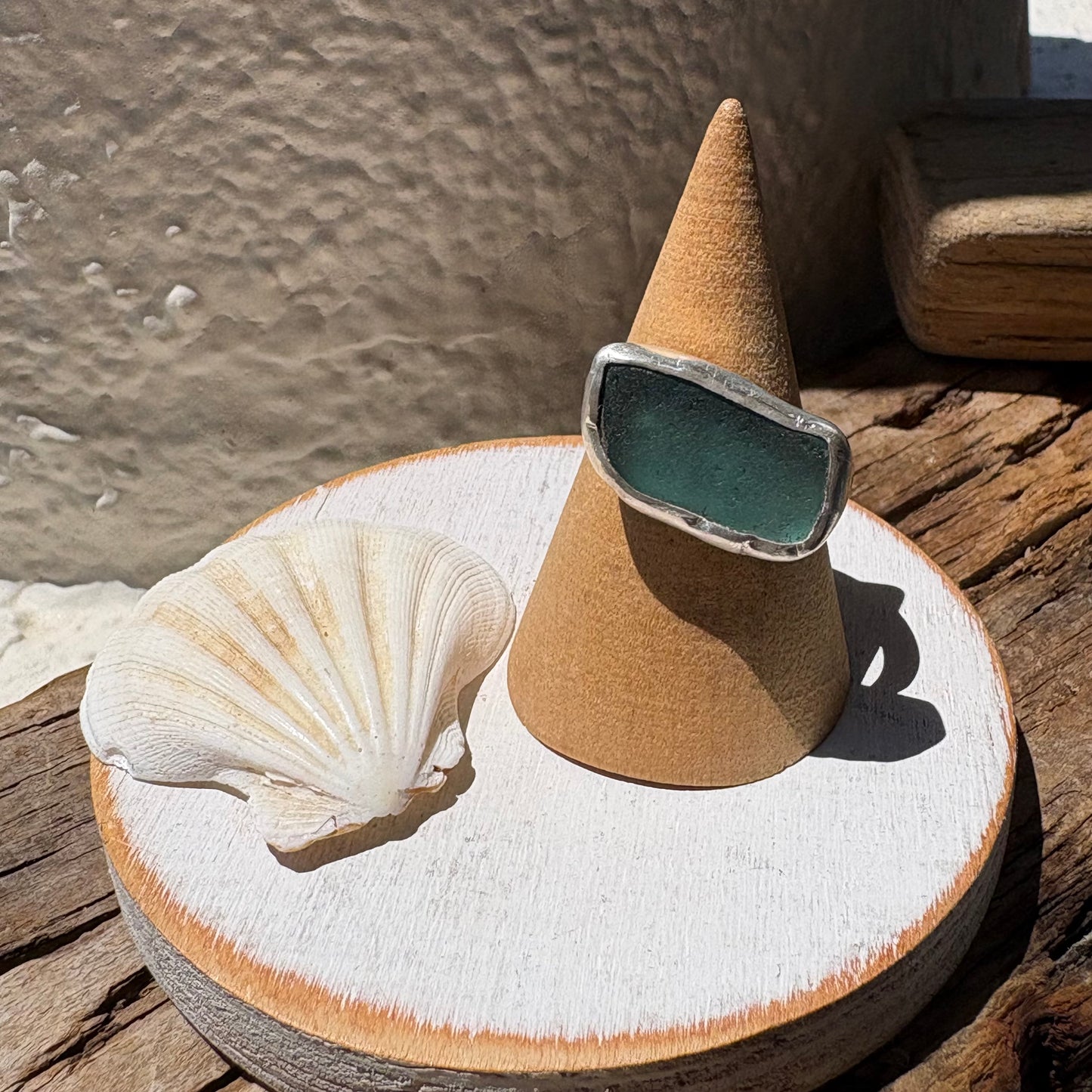 Ocean Horizon Sea Glass Ring | Ocean Blue Sea Glass | Size 9