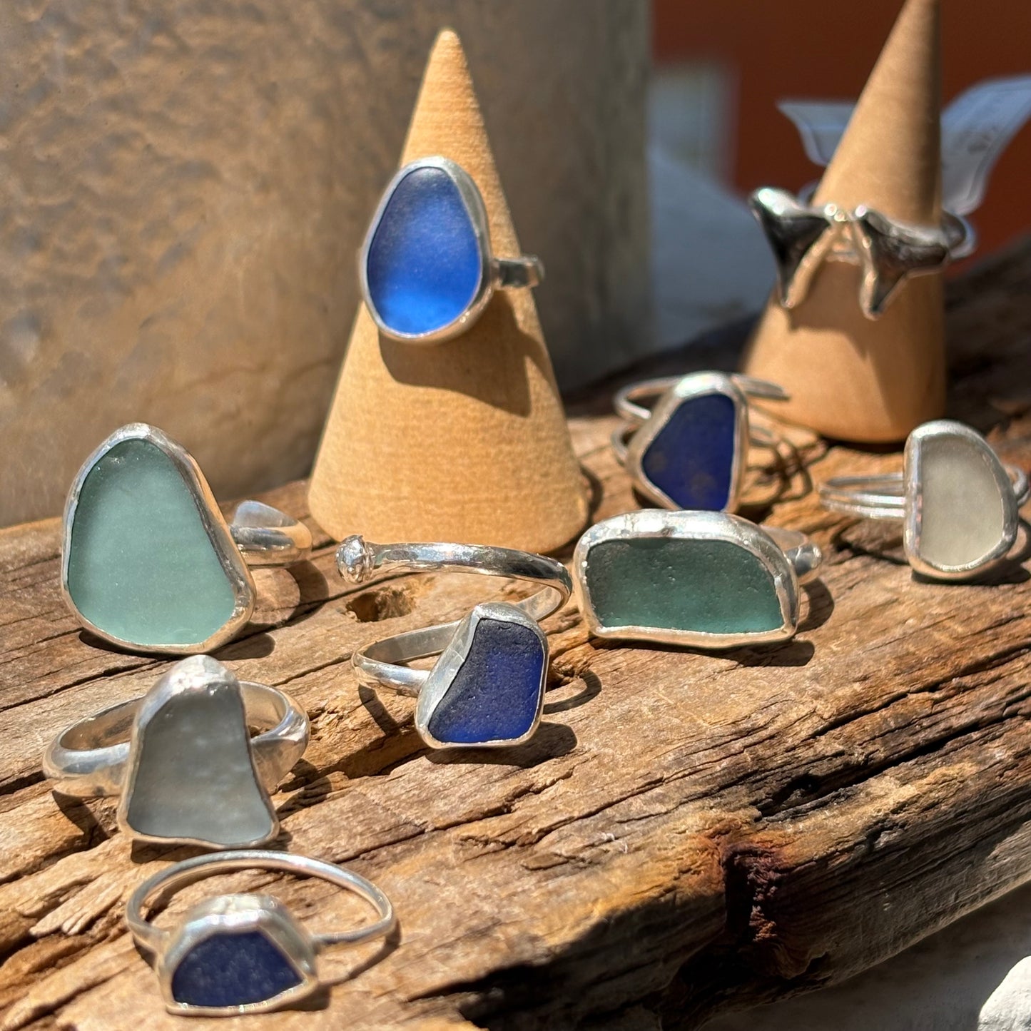 Cobalt Blue Sea Glass Double Band Ring | Sterling Silver | Genuine Sea Glass