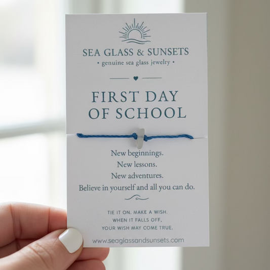 first day of school sea glass wish bracelet