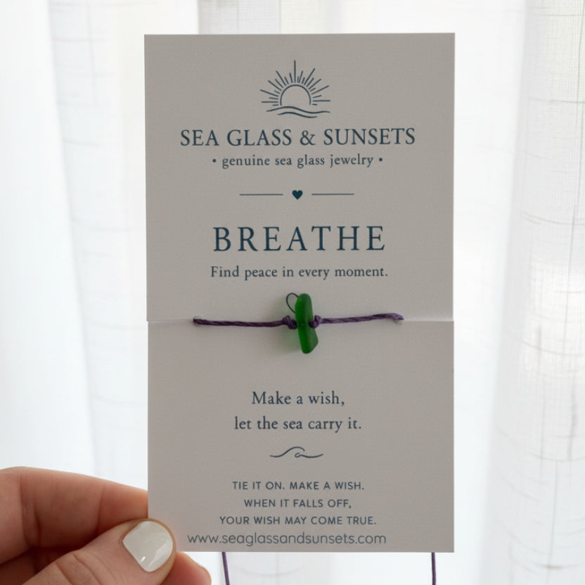 Breathe sea glass wish bracelet
