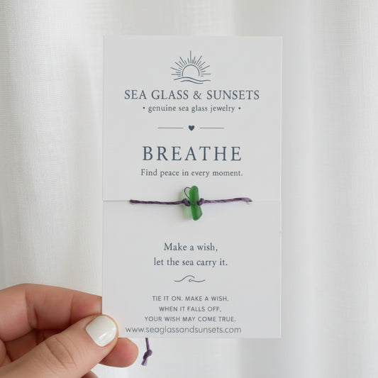 Breathe sea glass wish bracelet