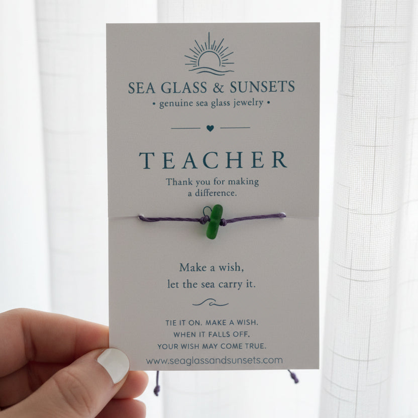 teacher sea glass wish braceet