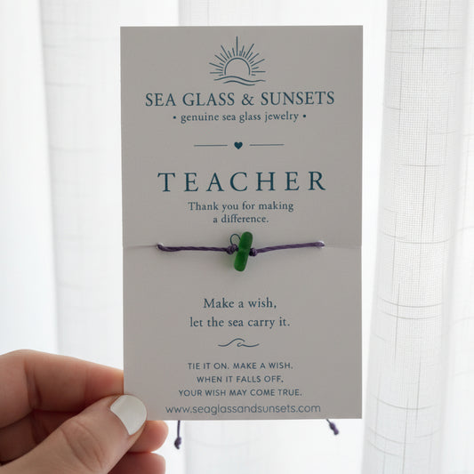 teacher sea glass wish braceet