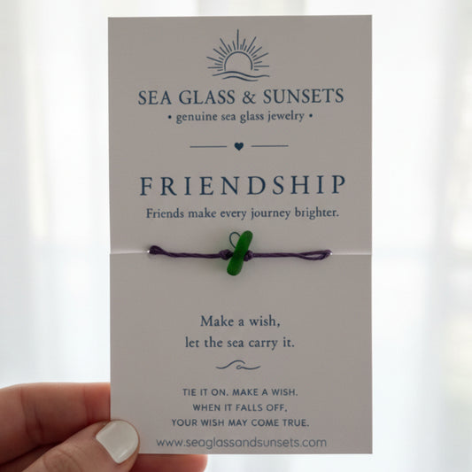 Friendship sea glass wish bracelet
