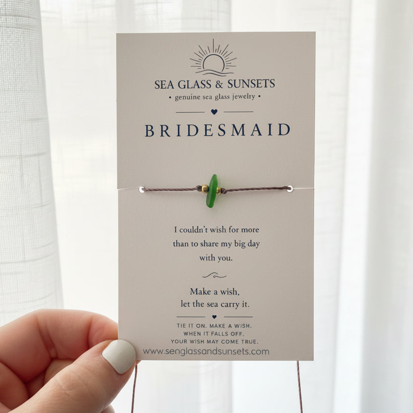 Bridesmaid sea glass wish bracelet