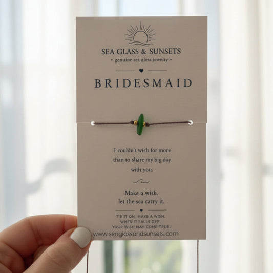 Bridesmaid sea glass wish bracelet