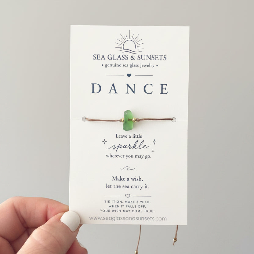 Dance Sea Glass Wish Bracelet | Adjustable Waxed Cord Bracelet