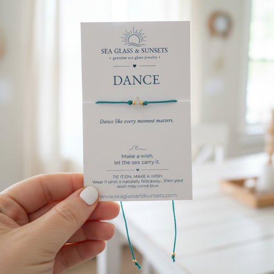Dance like every moment matters sea glass wish bracelet 
