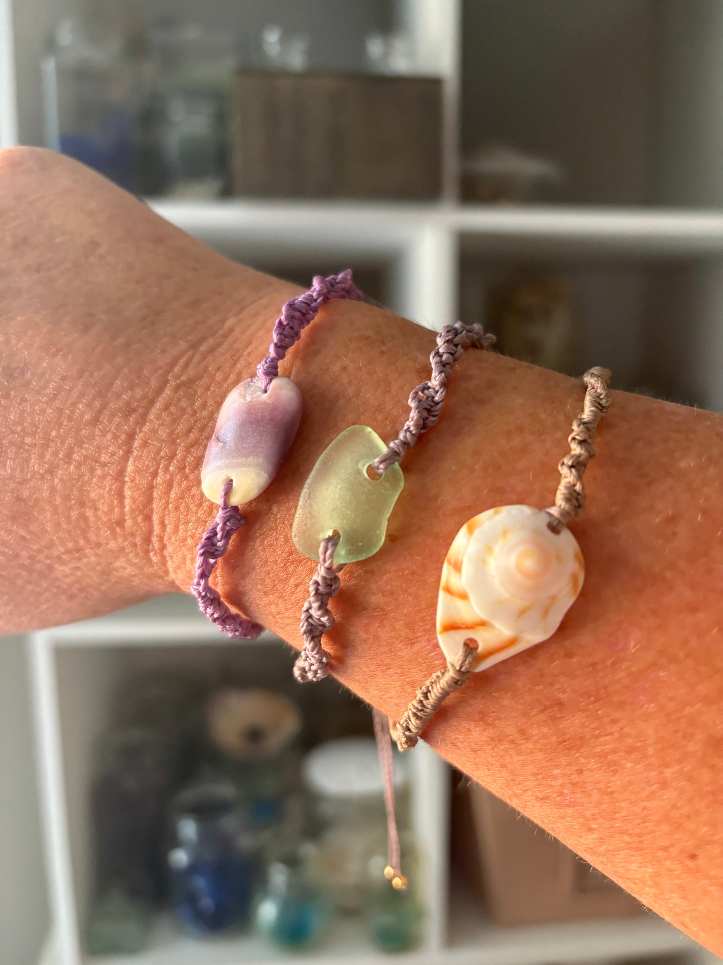 Waterproof Sea Glass & Shell Bracelet | Adjustable Coastal Bracelet