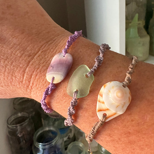 Waterproof Sea Glass & Shell Bracelet | Adjustable Coastal Bracelet