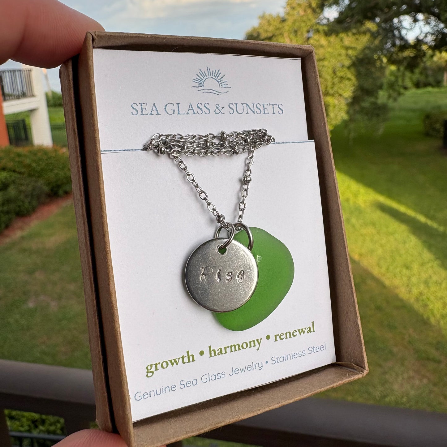 Green Sea Glass Pendant | Growth | Harmony | Renewal