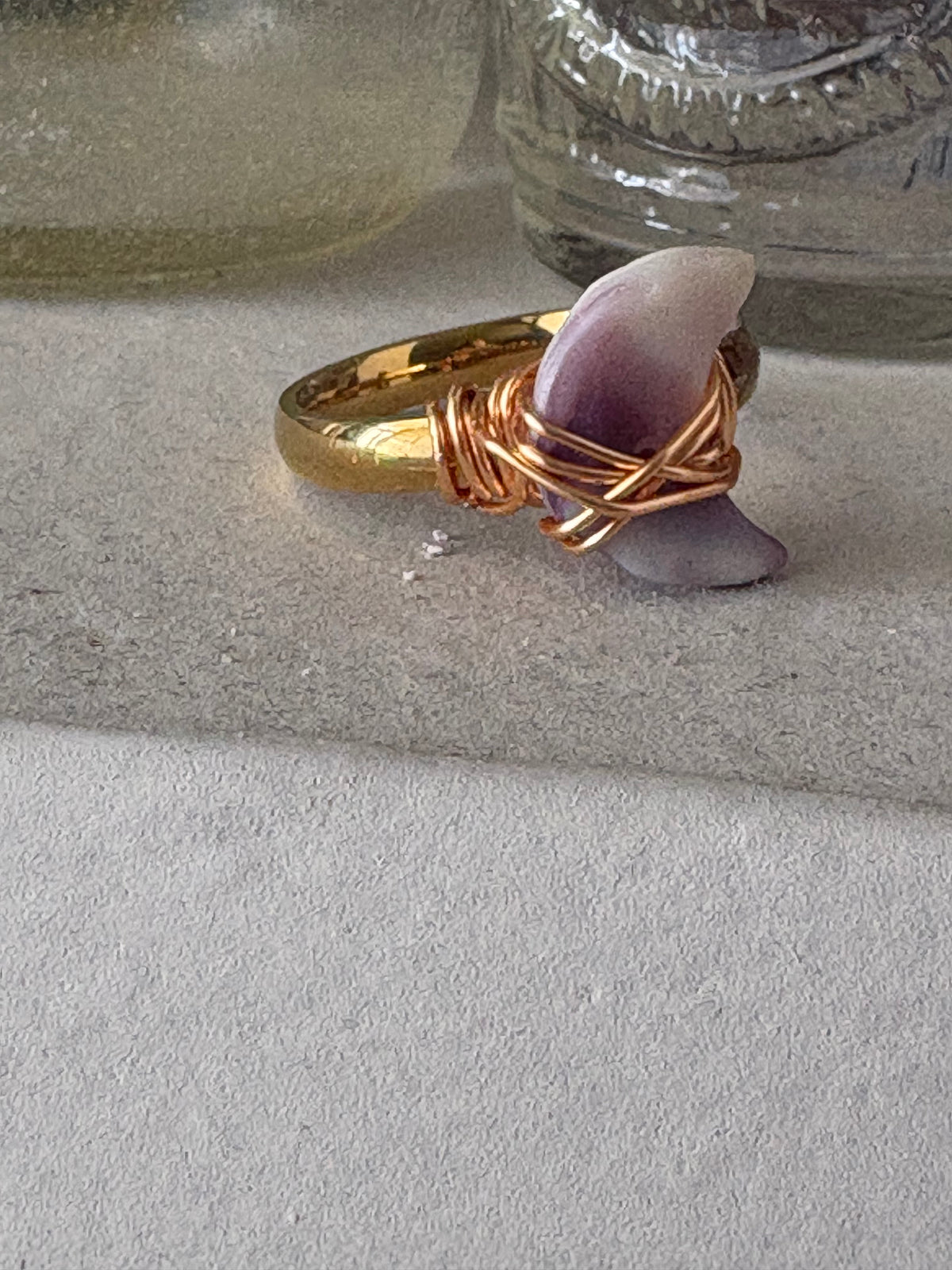 Handmade Wampum Crescent Moon Ring | Sterling Silver or Gold-Filled