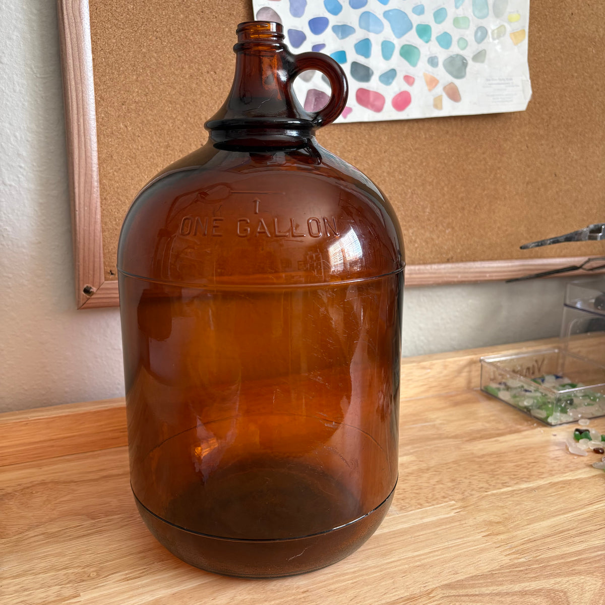 Vintage Amber One-Gallon Glass Jug