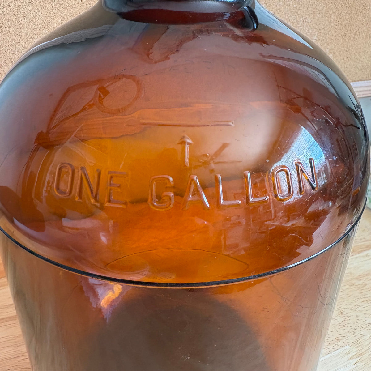 Vintage Amber One-Gallon Glass Jug