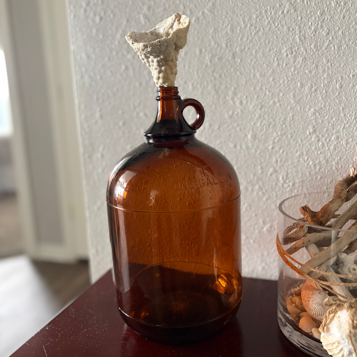 Vintage Amber One-Gallon Glass Jug
