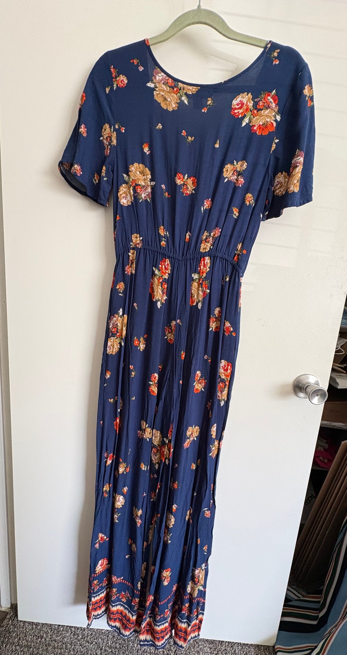 Band of Gypsies Navy Floral Wide Leg Jumpsuit Romper Size M NWT