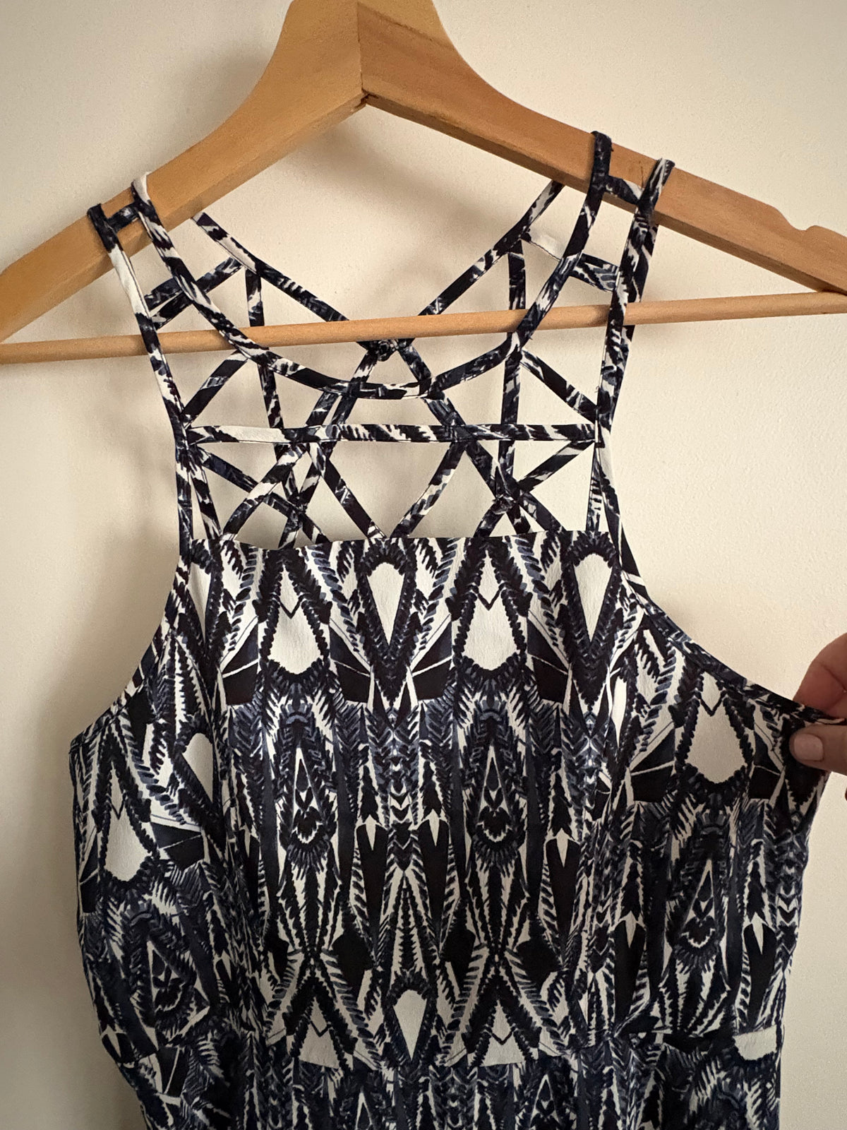 American Eagle Geometric Strappy Caged Back Dress Size 6