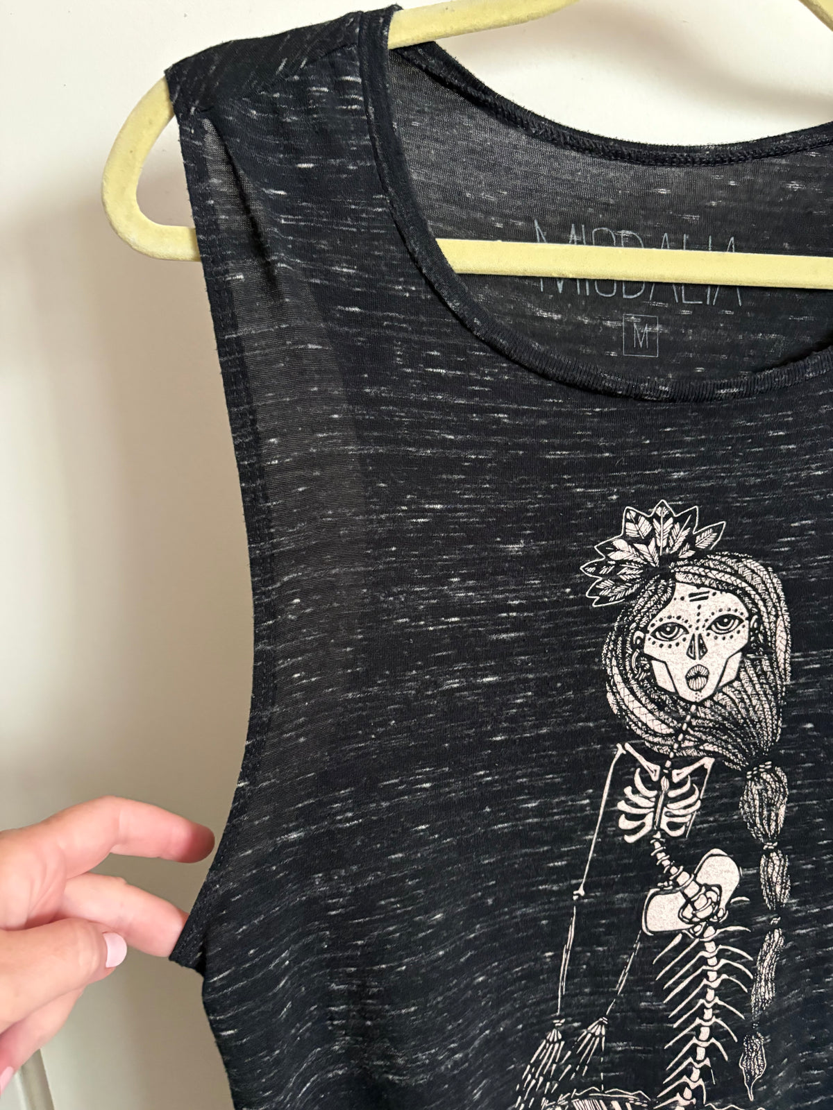 MIGDALIA Skeleton Mermaid Graphic Muscle Tank Black Size M