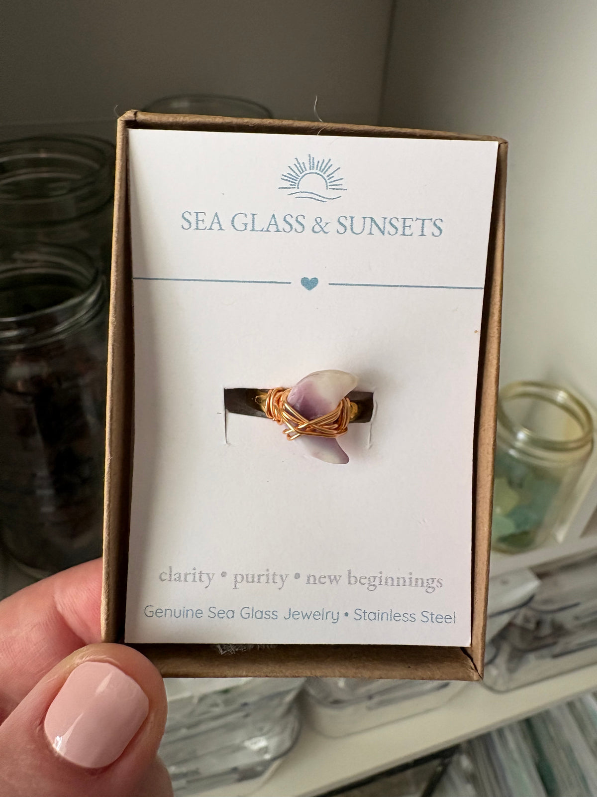 Handmade Wampum Crescent Moon Ring | Sterling Silver or Gold-Filled