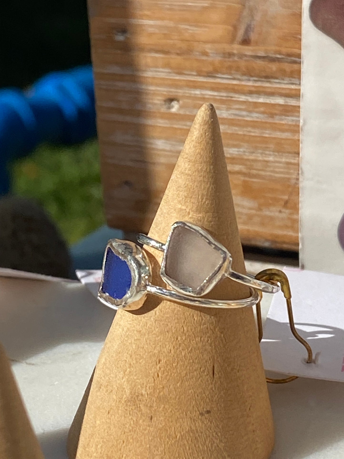 Cobalt Blue Bezel Sea Glass Ring