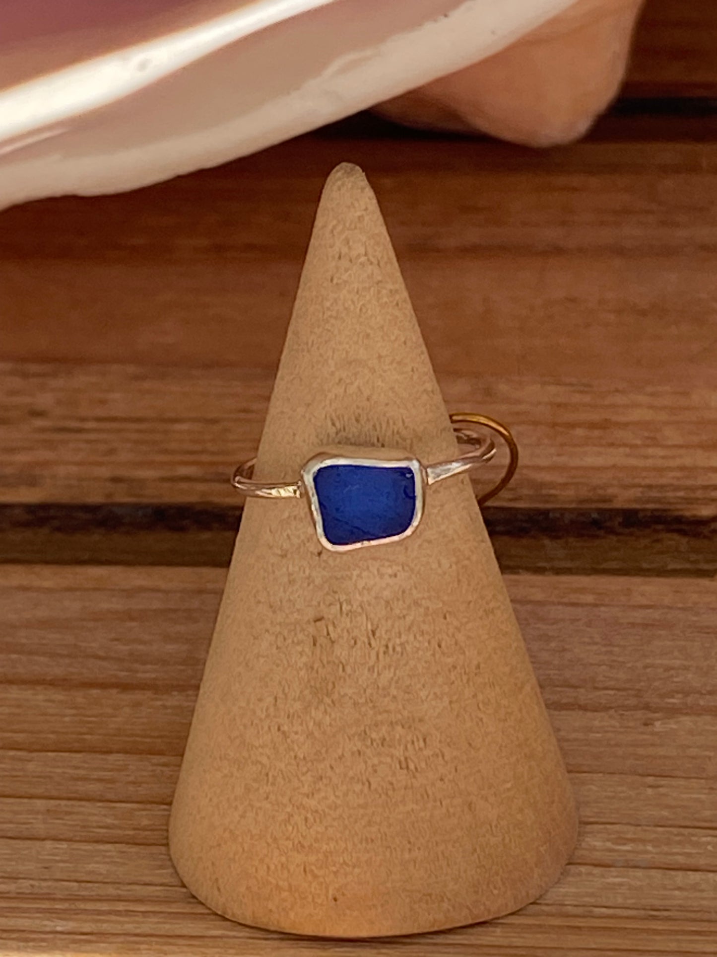 Cobalt Blue Bezel Sea Glass Ring