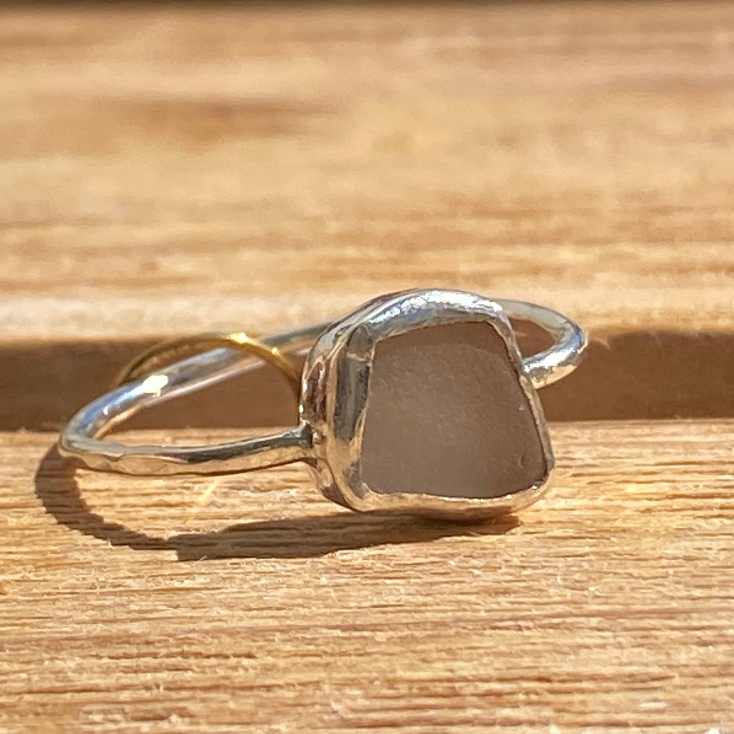 Clear Sea Glass Bezel Sea Glass Ring