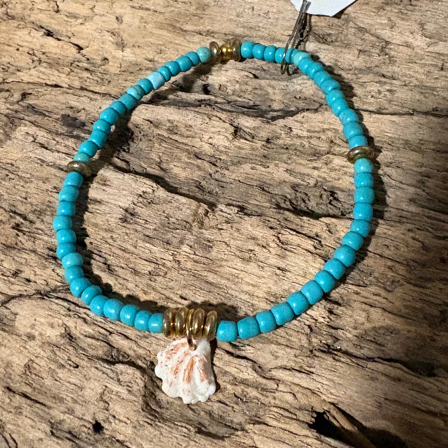Stretchy sea glass and shell bracelets