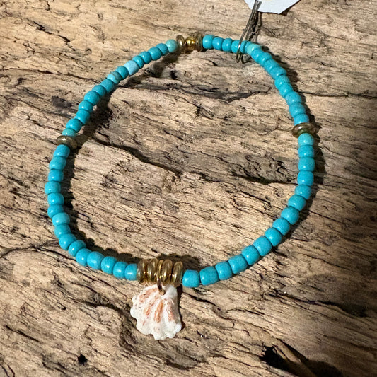 Stretchy sea glass and shell bracelets