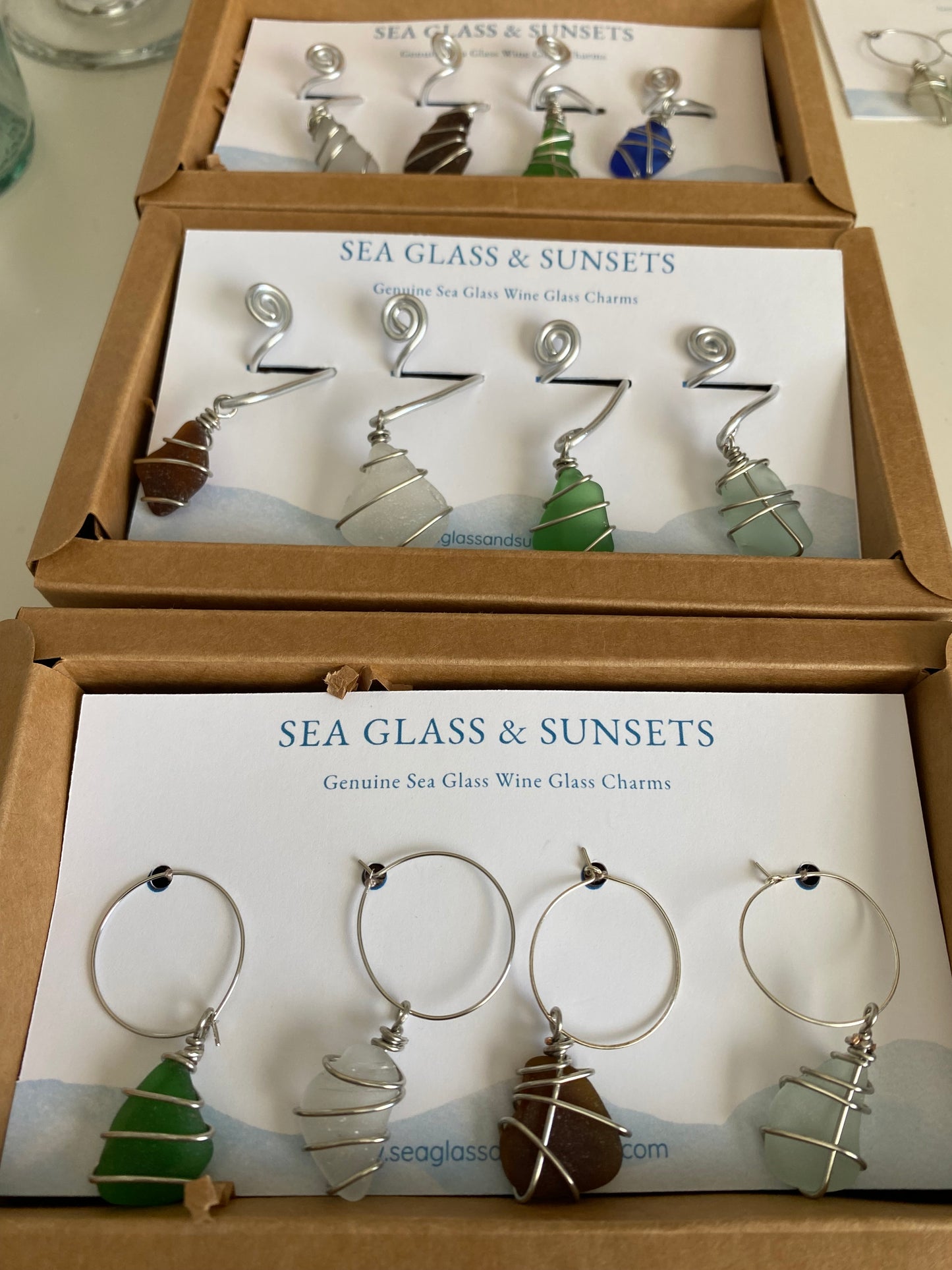 Sea Glass Wine Glass Charm - Set of 4