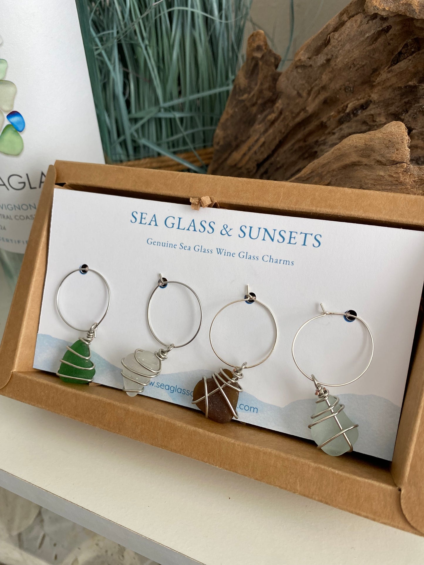 Sea Glass Wine Glass Charm - Set of 4