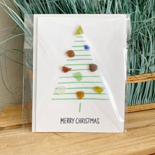 Sea Glass Christmas Tree Greeting Card