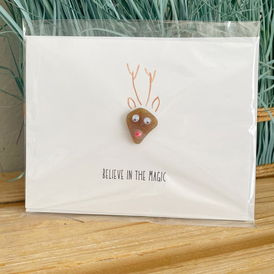 Reindeer Sea Glass Greeting Card