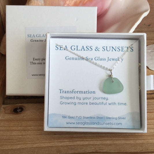 Light Green Sea Foam Sea Glass Necklace