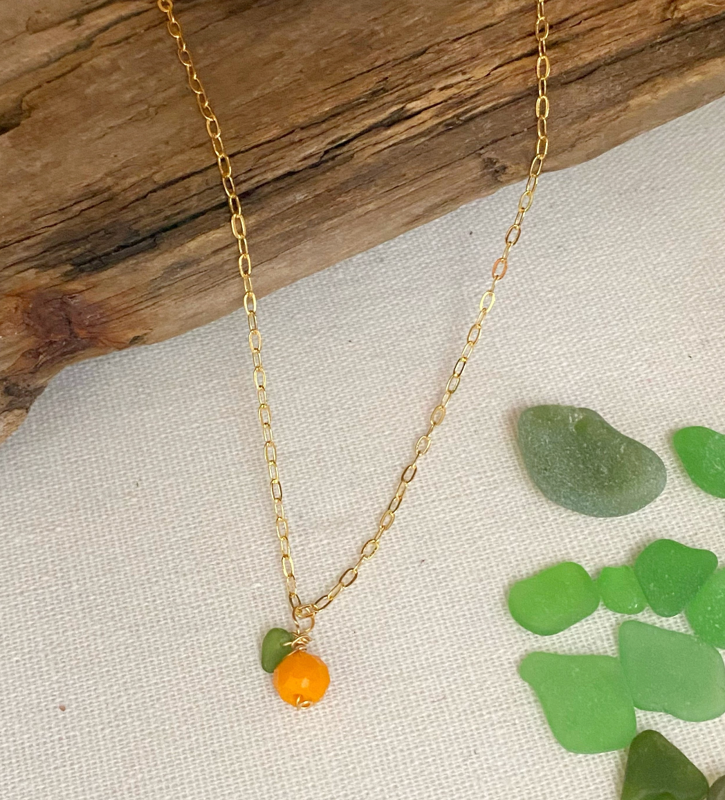 Florida Orange Glass Necklace