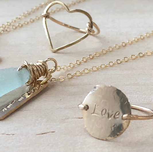 Textured Gold Filled Hand Stamped Love Ring