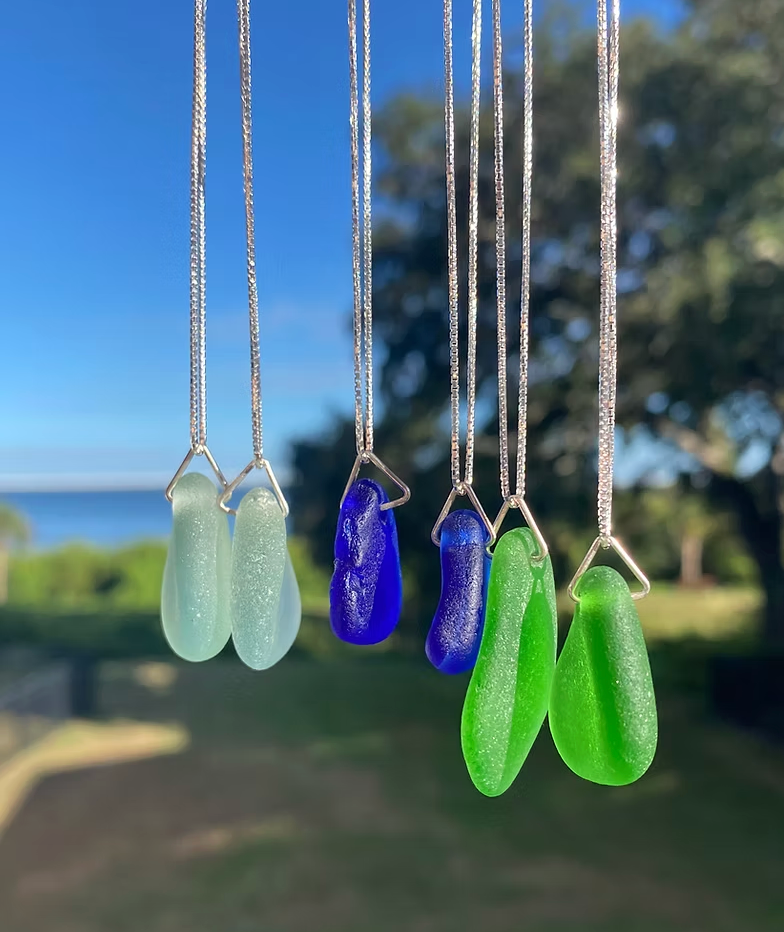 Cobalt blue sea glass pendant necklace