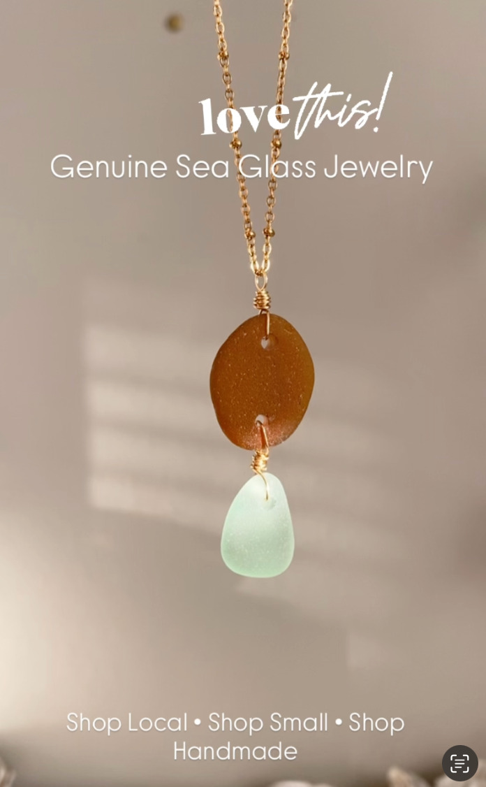 Brown & Sea Foam Sea Glass Necklace