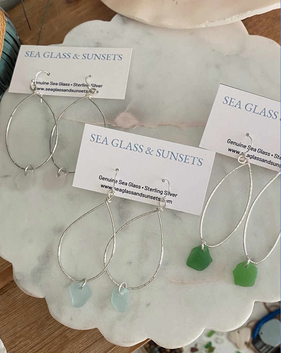 The Signature Sea Glass Teardrop Dangle Earrings (Large) - PRE ORDER Today