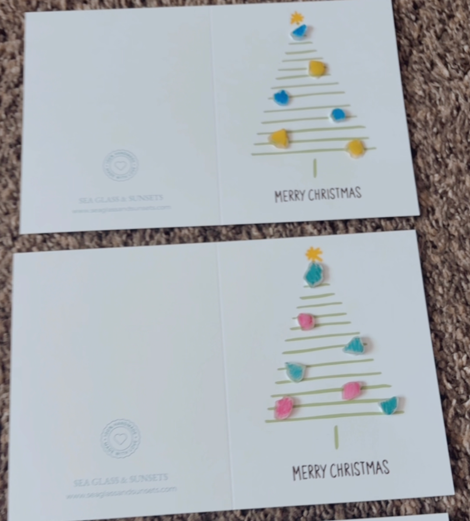 Sea Glass Christmas Tree Greeting Card