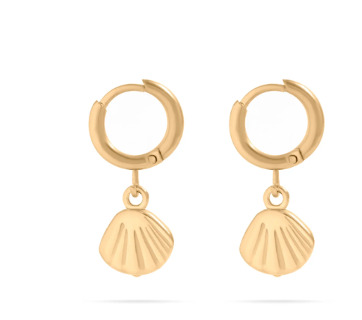 Tiny Shell Huggie Hoop Earrings | Gold or Silver