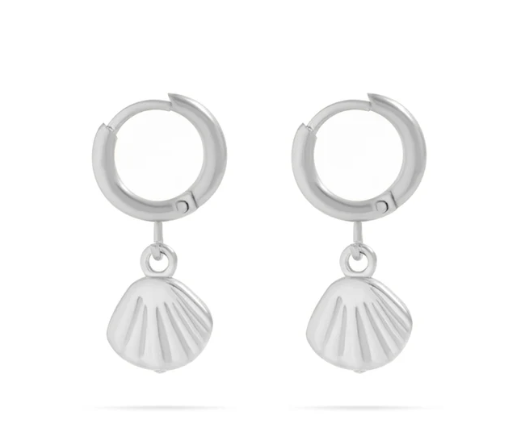 Tiny Shell Huggie Hoop Earrings | Gold or Silver