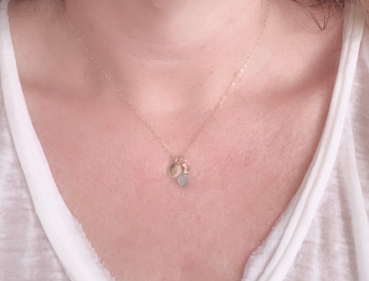 Personalized Sea Glass Initial Necklace | Sterling Silver or 14/20 Gold-Filled
