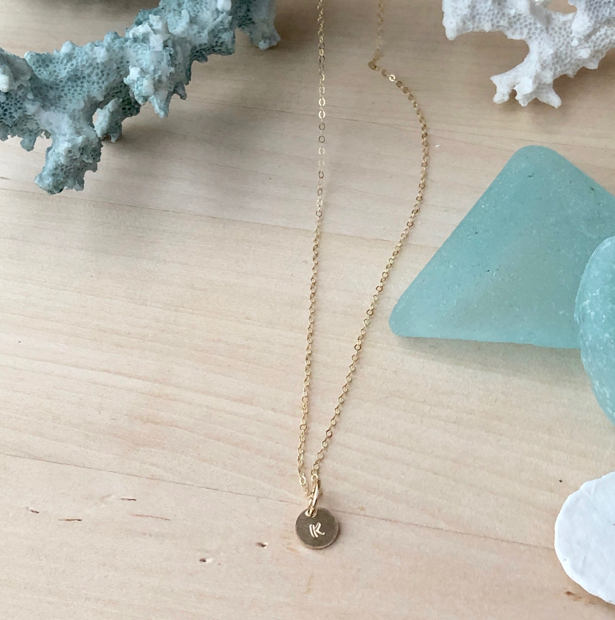 Personalized Sea Glass Initial Necklace | Sterling Silver or 14/20 Gold-Filled