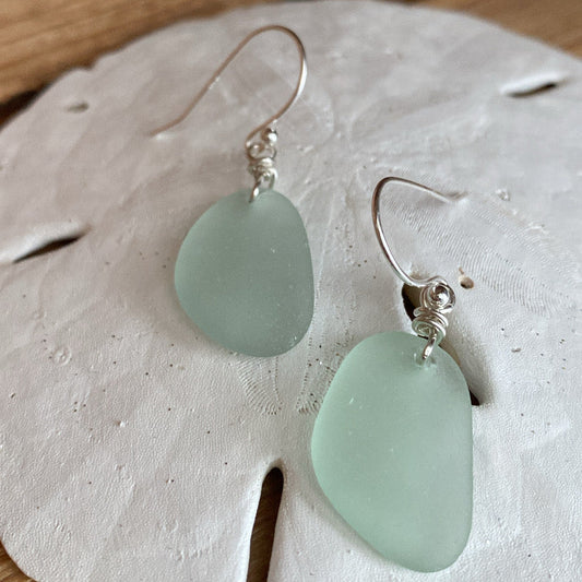 sea foam sea glass dangle earrings